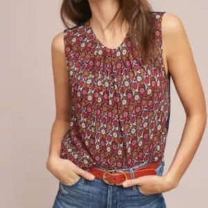 Vanessa Virginia Anthropologie Sleeveless Top, Navy.